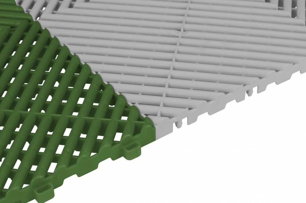 Groen witte zwembadtegels Swissdeck Ribdeck